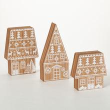 Load image into Gallery viewer, wooden houses white and natural
