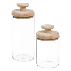 canister-glass wood top