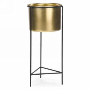 planter- 2pc gold metal pot with stand