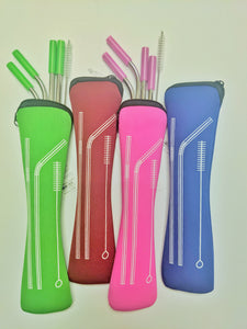 straw set-stainless steel in pouch