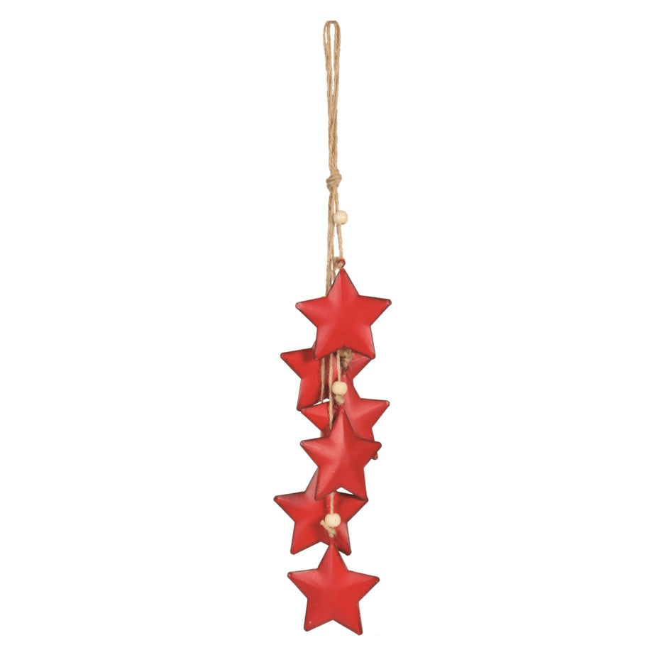 ornament- red metal star on string