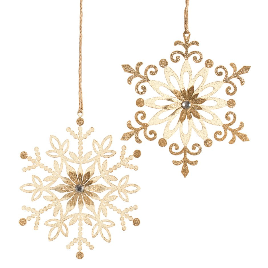 ornament-metal ivory/gold snowflake