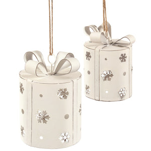 ornament-set of 2 white bell