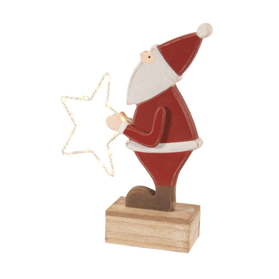 LED wood santa with star