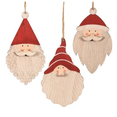 ornament- wooden Santa head